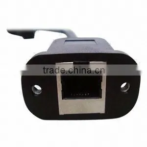RJ45 Female to Male Cat Network Extension Cable Panel Mount Screw Lock Length: 40mm thumbnail-1