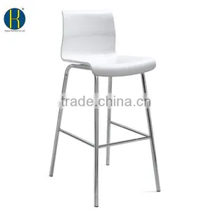 Cafe Bar Stools Chrome Frame Plywood Seat High Chair #HY3013 thumbnail-1
