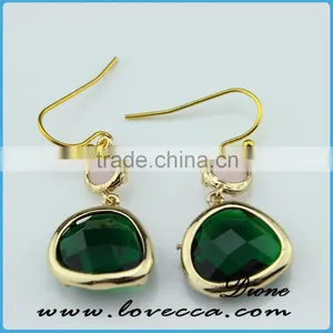 Fashion 2016 Latest Vintage Jewelry Dubaiearrings 18k Gold Color Plated Gold Green Drop Stone Earring thumbnail-1