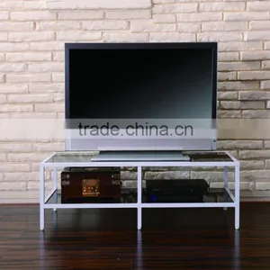2 Tier Glass TV Stand Table Living Room Furniture thumbnail-1