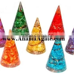 Dyed 7 Chakra Orgone Antenna With Copper Wire Wrapped Set thumbnail-1