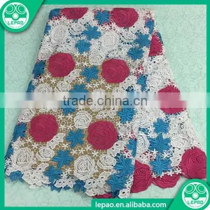 2016 Latest Embroidered High Quality Tulle Lace Fashion Coral Red Fabrics thumbnail-5