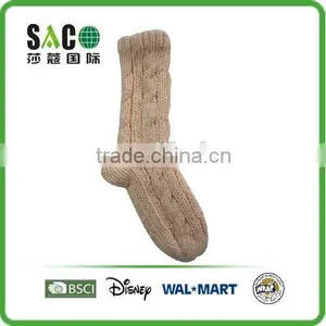 Varied Cable Pattern String With Pom Pom Acrylic Floor Socks With Anti thumbnail-2