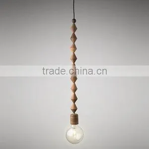 New Edison Vintage Retro Wooden Fixture Pendant Light Colorful Fabric Cable Lamp thumbnail-2