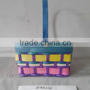 Easter/Spring Bamboo Basket Embellished With Colorful Ribbon thumbnail-1