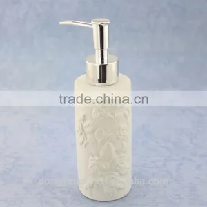 Elegant Design Embossed Liquid Bottle Bathroom Accessories Ceramic Soap Dispenser thumbnail-2