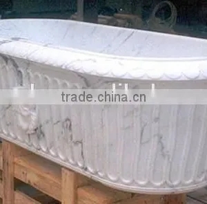 Half Hand Carved Freestanding Stone Bathtub thumbnail-3
