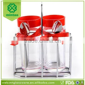 Fancy Customize Valentine Gift Glass Cup With Spon and Metal Holder thumbnail-1