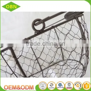 Handmade Small Chicken Wire Basket Wholesale With Handle thumbnail-4