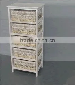 Wooden Cabinet With Wicker Baskets thumbnail-5