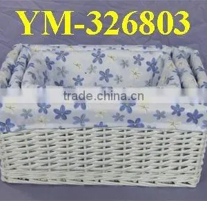 White Rectangular Wicker Storage Baskets thumbnail-1