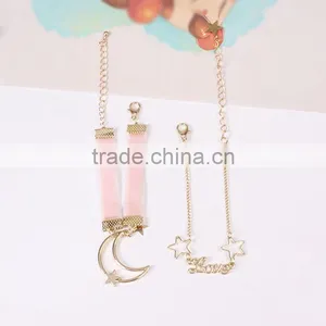 Gold Love Letter Moon Star Charms Bracelet Gold Chain Bracelet Silk Ribbon Bracelet thumbnail-3