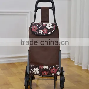 6 Wheels 600D Polyester Foldable Shopping Trolley Bag With Seat thumbnail-3