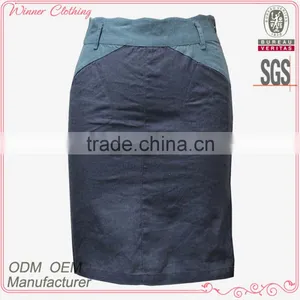 Factory OEM Women High Fashion Plus Size Contrast Color Tight Fitting Knee Length Mature Elagant Wrap Skirt thumbnail-1