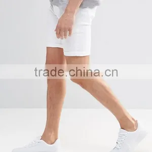 Latest Custom Functional Pocket Men's White Super Skinny Slim Fit 65% Cotton 35% Polyester Denim Concealed Fly Casual Hot Shorts thumbnail-4