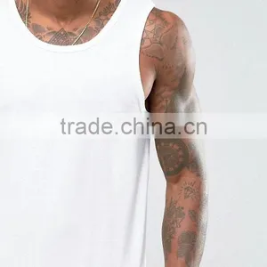 Cheapest New Design Custom Manufacture White Color Sleeveless Gym Wear Comfortable Spandex Cotton Fashion Men's Tank Tops thumbnail-3