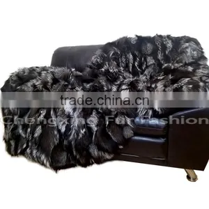 CX-D-85 Patchwork Blanket/Real Fox Fur Blanket/Throw Blankets thumbnail-6