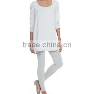 Scoop Neckline Longline Women's Tees/Hem Falls to Upper Thigh Loose Fit t Shirt for Ladies thumbnail-1