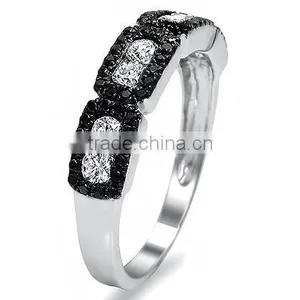 Korean Fashion Fresh Simple Jewelry S925 Sterling Silver Black Rings for Young Girls thumbnail-2