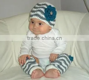 Newborn Toddlers Winter Clothes Floral Pattern Knitted Hats With Leg Warmer Outfits For Baby thumbnail-1