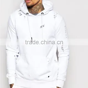 Custom 100% Cotton Distressed Blank Hoodie / Design Your Own Logo Pullover Hoodie thumbnail-1