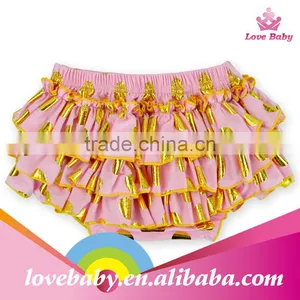 Pink Golden Dot Nappy Bloomers Golden Edged Ruffers Short Pants Infants Short Trousers thumbnail-1