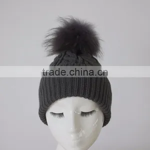 Myfur Big Fur Pom Beanie Warm Winter Knitted Hat Fur Knitted Hats thumbnail-2
