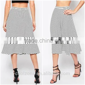 Hot Selling New Look Stripe Midi Skirt Wholesale Lady Skirt 2016 thumbnail-1