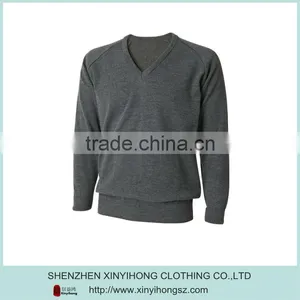 Classic Gray Color V-Neck Long Sleeve Cotton Mens Golf Knitwear thumbnail-1