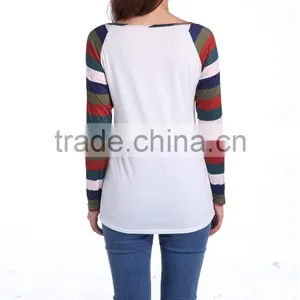 Fashion Patchwork Knit Autumn Long Sleeve Blouse Manufacture Wholesale Women Fashion Apparel 2017 thumbnail-2