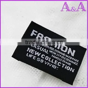 Custom High Quality Hem Woven Textile Printed Fabric Brand Size Care Label for Clothing thumbnail-6