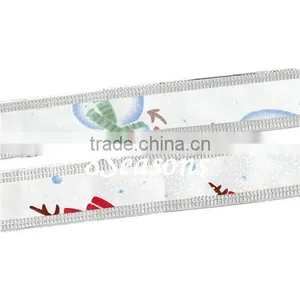 White Christmas Decoration Snowman Pattern Satin Ribbon 25.0mm thumbnail-1