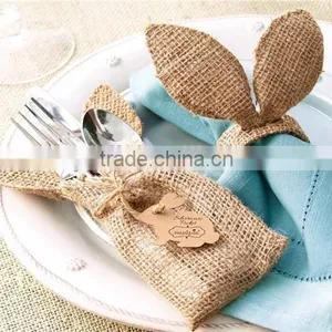 New 6 Rustic Burlap Bows Wedding Fall Christmas Napkin Favor Tags/Napkin Rings thumbnail-2
