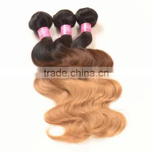 Ombre Hair Weaves Hot Sale Ombre Weaving Hair 1b/#4/27# Color Three Tone Color Malaysian Human Hair Weft Mix Length thumbnail-6