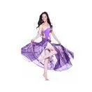 Ladies Purple Green Pink Egyptian Belly Dance Costumes For Performance Floral Print thumbnail-1