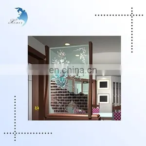 Elegant Screen Printing Art Decoration Living Room Glass Partition thumbnail-1