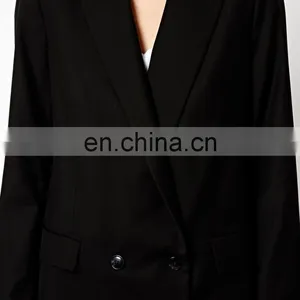 2015 Latest Fashion From China High Quality Women Coat ,Black Boyfriend Blazer Wind thumbnail-3