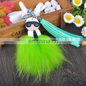 Double Faced Car Keychain Fox Fur Ball Bag Pendant thumbnail-6