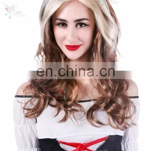 New Fashion Sexy Ladies Party Wig Two Tone Colors Blonde Machine Made Synthetic Wig thumbnail-2