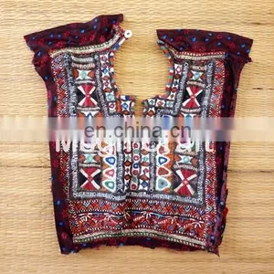 Colourful Indian Vintage Banjara Neck Yoke With Embroidery and Mirror Work Patches thumbnail-1
