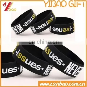 2017 Custom Cheap Debossed / Embossed / Print Fashion Sport Black Silicone Bracelets thumbnail-1
