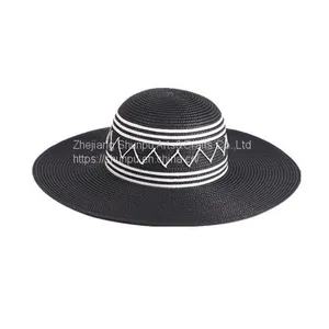Black Paper Braid Floppy Hat thumbnail-1