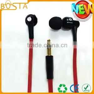 Flat Cable High End Premium Quality Custom OEM Design Wired Earphones With Gold Plug thumbnail-1