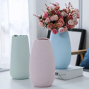 Nordic Modern Simple Minimalism Hand Made Green Blue Pink Ceramic Vase For Hallway Decor thumbnail-2