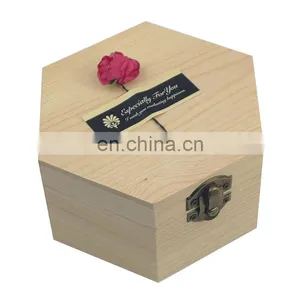 Lipstick Perfume Birthday Gift Box Small Size Hexagonal Wooden Boxes With Lock thumbnail-1