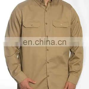 Reusable Washable Long Sleeve FR Fire Retardant Clothing or Shirts For Men's Safety Working Protection in Khaki . thumbnail-4