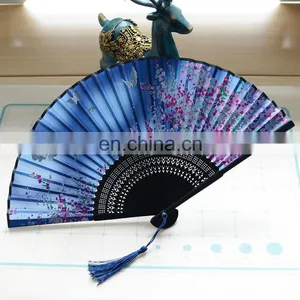 Wholesale Hot Selling Custom Wooden Hand Fan Large Decorated Folding Fans Flower Fancy Folding Fan Bamboo thumbnail-5