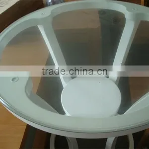 RCH-0719 White Wooden Coffee Table Legs Round Glass Tea Table thumbnail-3