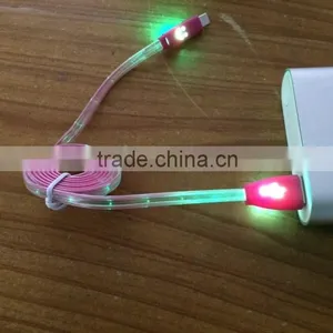 USB Charger Cable for Flat Cable With LED Light and Length 4FT Data Cabl thumbnail-1