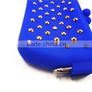 Metal Decor Navy Blue Wallet Photos Durable Retro Coin Purse Silicone Long Purse thumbnail-6